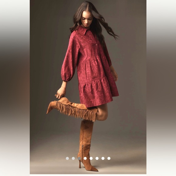 NWT The Bettina Tiered Shirt Dress by Maeve: Mini Corduroy Edition - Picture 3 of 8